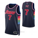 Camiseta Philadelphia 76ers Isaiah Joe #7 Ciudad 2021-22 Azul