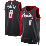 Camiseta Portland Trail Blazers Damian Lillard #0 Ciudad 2021-22 Negro