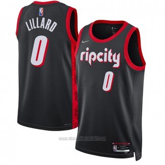 Camiseta Portland Trail Blazers Damian Lillard #0 Ciudad 2021-22 Negro