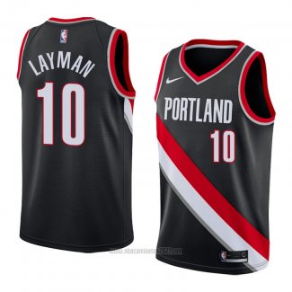 Camiseta Portland Trail Blazers Jake Layman #10 Icon 2018 Negro