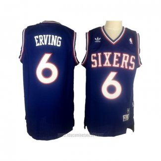 Camiseta Philadelphia 76ers Julius Erving #6 Retro Azul