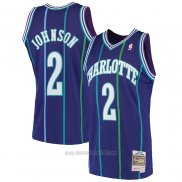 Camiseta Charlotte Hornets Larry Johnson #2 Mitchell & Ness 1994-95 Violeta