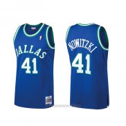 Camiseta Dallas Mavericks Dirk Nowitzki #41 Mitchell & Ness Hardwood Classics Azul