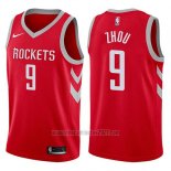 Camiseta Houston Rockets Zhou Qi #9 Swingman 2017-18 Rojo