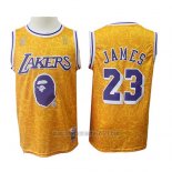 Camiseta Los Angeles Lakers Lebron James #23 Mitchell & Ness Amarillo