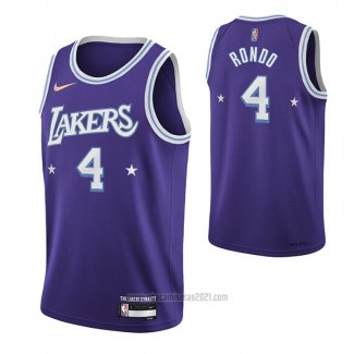 Camiseta Los Angeles Lakers Rajon Rondo #4 Ciudad Edition 2021-22 Violeta