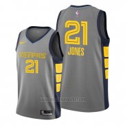 Camiseta Memphis Grizzlies Tyus Jones #21 Ciudad Gris