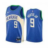 Camiseta Milwaukee Bucks Bobby Portis #9 Ciudad 2023-24 Azul