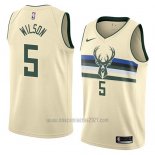 Camiseta Milwaukee Bucks D.j. Wilson #5 Ciudad 2018 Crema