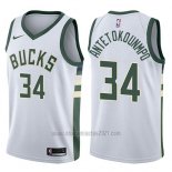 Camiseta Milwaukee Bucks Giannis Antetokounmpo #34 2017-18 Blanco2