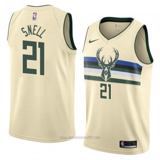 Camiseta Milwaukee Bucks Tony Snell #21 Ciudad 2018 Crema