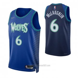 Camiseta Minnesota Timberwolves Jordan McLaughlin #6 Ciudad 2021-22 Azul