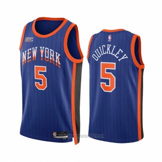 Camiseta New York Knicks Immanuel Quickley #5 Ciudad 2023-24 Azul