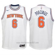 Camiseta Nino New York Knicks Kristaps Porzingis #6 2017-18 Blanco