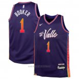 Camiseta Nino Phoenix Suns Devin Booker #1 Ciudad 2023-24 Violeta
