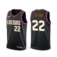 Camiseta Phoenix Suns Deandre Ayton #22 Ciudad 2019-20 Negro