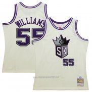 Camiseta Sacramento Kings Jason Williams #55 Mitchell & Ness Chainstitch Crema