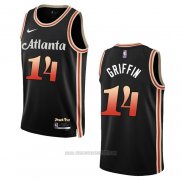 Camiseta Atlanta Hawks AJ Griffin #14 Ciudad 2022-23 Negro