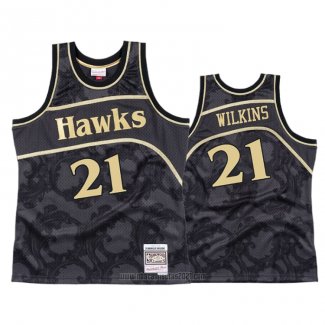 Camiseta Atlanta Hawks Dominique Wilkins #21 1986-87 Hardwood Classic Negro