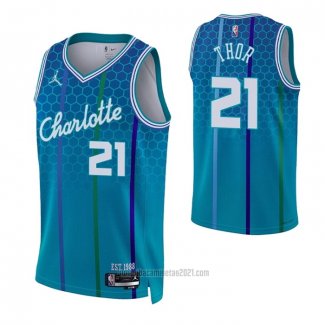 Camiseta Charlotte Hornets JT Thor #21 Ciudad 2021-22 Azul