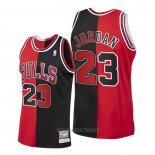 Camiseta Chicago Bulls Michael Jordan #23 Split Negro Rojo
