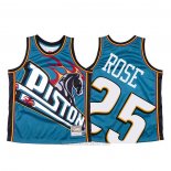 Camiseta Detroit Pistons Derrick Rose #25 Mitchell & Ness Big Face Azul