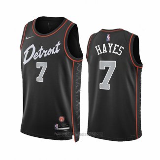 Camiseta Detroit Pistons Killian Hayes #7 Ciudad 2023-24 Negro