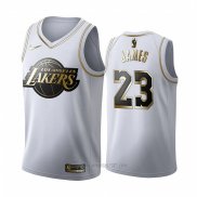 Camiseta Golden Edition Los Angeles Lakers Lebron James #23 Blanco