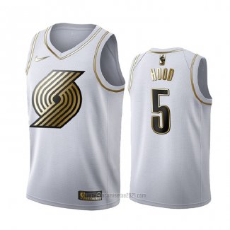 Camiseta Golden Edition Portland Trail Blazers Rodney Hood #5 Blanco