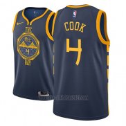 Camiseta Golden State Warriors Quinn Cook #4 Ciudad 2018-19 Azul