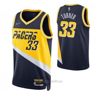 Camiseta Indiana Pacers Myles Turner #33 Ciudad 2021-22 Azul