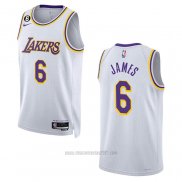 Camiseta Los Angeles Lakers LeBron James #6 Association 2022-23 Blanco
