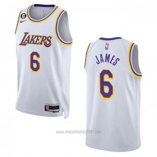 Camiseta Los Angeles Lakers LeBron James #6 Association 2022-23 Blanco