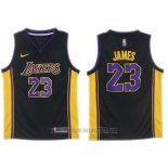 Camiseta Los Angeles Lakers Lebron James #23 2017-18 Negro