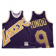 Camiseta Los Angeles Lakers Rajon Rondo #9 Mitchell & Ness Big Face Violeta