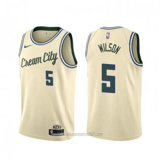 Camiseta Milwaukee Bucks D.j. Wilson #5 Ciudad 2019-20 Crema