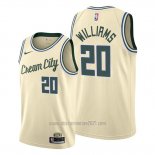Camiseta Milwaukee Bucks Marvin Williams #20 Ciudad 2019-20 Crema