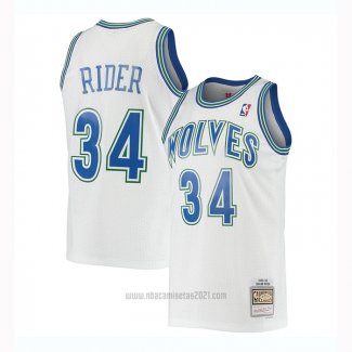 Camiseta Minnesota Timberwolves Isaiah Rider #34 Mitchell & Ness 1995-96 Blanco