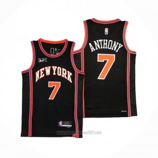 Camiseta New York Knicks Carmelo Anthony #7 Ciudad 2021-22 Negro