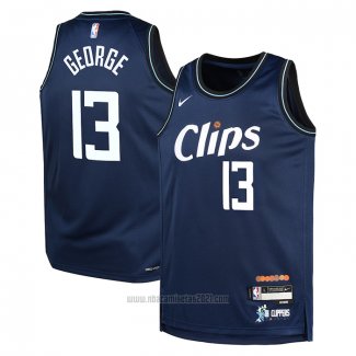 Camiseta Nino Los Angeles Clippers Paul George #13 Ciudad 2023-24 Azul