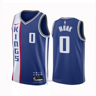 Camiseta Sacramento Kings Malik Monk #0 Ciudad 2023 24 Azul