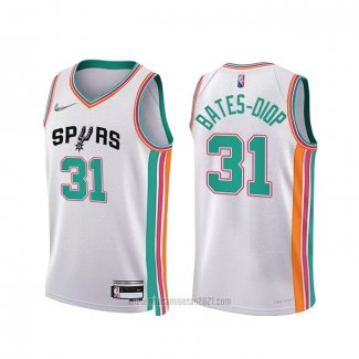 Camiseta San Antonio Spurs Keita Bates-Diop #31 Ciudad 2021-22 Blanco