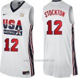 Camiseta USA 1992 John Stockton #12 Blanco