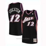 Camiseta Utah Jazz John Stockton #12 Hardwood Classics 1998-99 Negro