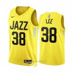 Camiseta Utah Jazz Saben Lee #38 Icon 2022-23 Amarillo