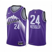 Camiseta Utah Jazz Walker Kessler #24 Ciudad 2023-24 Violeta