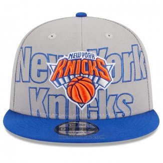 Gorra New York Knicks 2023 NBA Draft 9FIFTY Snapback Gris Azul