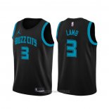 Camiseta Charlotte Hornets Jeremy Lamb #3 Ciudad Edition Negro