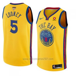 Camiseta Golden State Warriors Kevon Looney Ciudad 2017-18 Oro