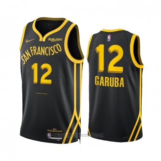 Camiseta Golden State Warriors Usman Garuba #12 Ciudad 2023-24 Negro